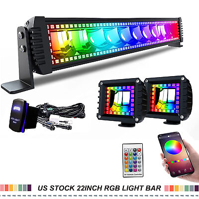 22quot; inch LED LIGHT BAR Off road Driving RGB Strobe Light Remote For 4x4 Pickup $159.99