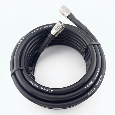 #ad ALPHA 30ft RG8u Coax Cable with AMPHENOL PL259s attached $39.95