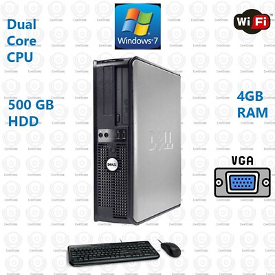 #ad Dell Desktop Computer PC Dual Core CPU 4GB RAM 500GB HD Windows 7 WIFI $95.99