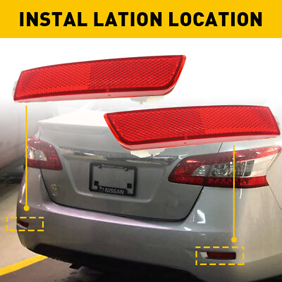 #ad For 2013 2018 Sentra Nissan Red Bumper Reflector Set Rear Left Accessories Right $11.39