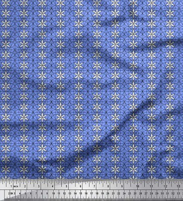 #ad Soimoi Blue Cotton Poplin Fabric Circle Art Geometric Print Sewing 0r8 AU $19.99