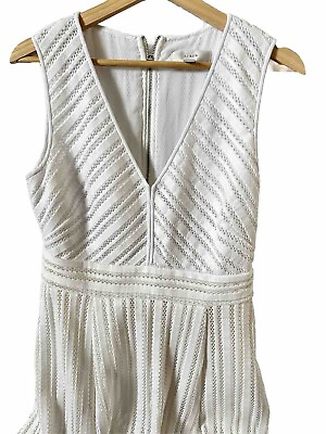 #ad J Crew Lace Dress Mid Length Womens Size 6 V Neck Polyester White J.CREW Midi $19.00