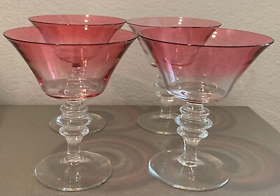 #ad Theresienthal STUART PINK Ombré Champagne Tall Sherbert Set of 4 $54.99