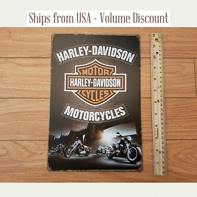 #ad #ad Harley Sign Harley Logo Sign Harley Bar and Shield Metal Harley Garage Sign Tin $11.95