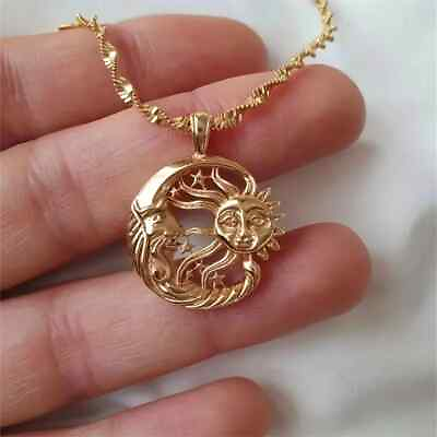 #ad Golden Vintage Hollow Star Sun Moon Pattern Pendant Necklace Women#x27;s Fashion New $12.98