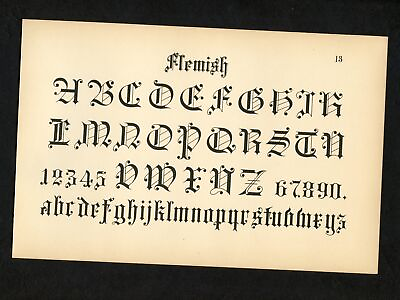 #ad Flemish Decorative Calligraphy Alphabet print 1877 Keuffel and Esser Co. $22.00