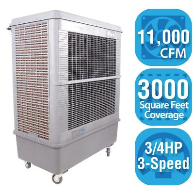 #ad Swamp Cooler Evaporative Air Portable Commercial Fan 11000 CFM 3 Speed 3000 sqft $1618.95