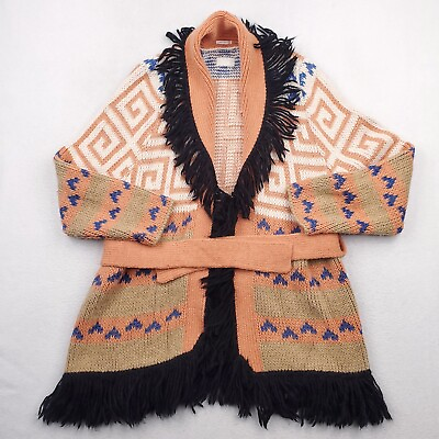 #ad Mother Sweater Womens Sz L Runaway Child Orange Belted Short Cardigan Alpaca $187.99