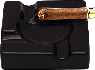 #ad Cigar Ashtray Outdoor Cigarette Ash Tray – 5.9 inch Ceramic Ashtrays Black $11.79