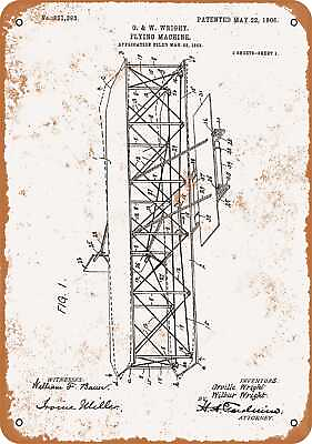 #ad Metal Sign 1906 Wright Brothers Flying Machine Patent Vintage Look $18.66