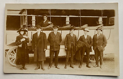 #ad ca 1910s RPPC Postcard Vintage Bus Motor Coach Driver Passengers men woman AZO $9.99