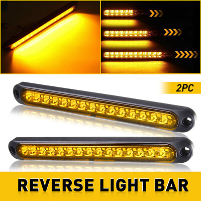 #ad 2X LED Flowing Amber Brake Turn Signal Stop Tail Light Bar Strip Truck Trailer $14.24