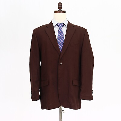 #ad Tasso Elba 46L Brown Sport Coat Blazer Jacket Solid 2B Linen $49.99