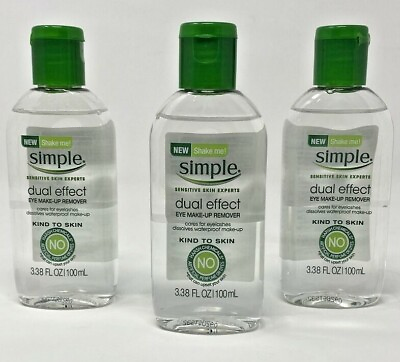 #ad Simple Kind To Skin Dual Effect Eye Make Up Remover 3 Three Pack 3.38 Oz Each $12.97