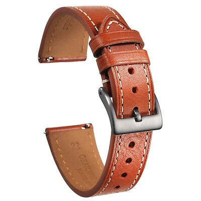 #ad Leather Watch Bands for Women Brown Soft Genuine Watch Strap Quick Release Re... $42.45