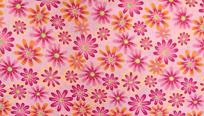 #ad Pink Floral BTY Fabric Print 100% Cotton Sewing Fabric Flowers $6.49