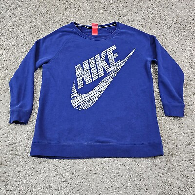 #ad Nike Sweatshirt Womens Large L Blue Center Swoosh Pullover Soft No Finish Line $18.19