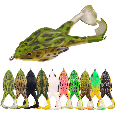 #ad 3D Eyes Double Propeller Thunder Frog Soft Bait Topwater 90mm 13.6g 10 colors $7.99