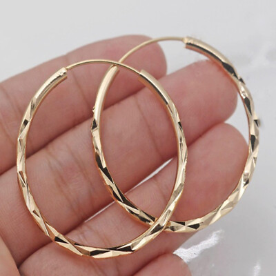 #ad 18k Yellow Gold Plated Women Jewelry Gifts Romantic Anniversary Hoop Earrings C $3.24