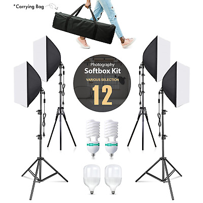 Photography Studio Lighting Softbox LED CFL Lighting Kit with Carrying Bag $44.40
