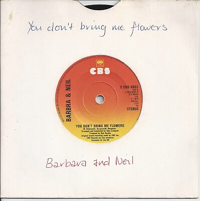 #ad Barbra Streisand amp; Neil Diamond You Dont Bring Me Flowers 7quot; Vinyl Single 1978 GBP 2.29