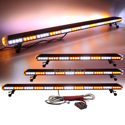 #ad 47quot; 50quot; 55quot; 63quot; Car Truck Tow LED Emergency Warning Strobe Light Bar Amber White $329.64