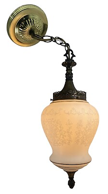 #ad CVV Viannde France Ceiling Drop Pendant Light MCM Milk Glass Vintage Lamp $199.99