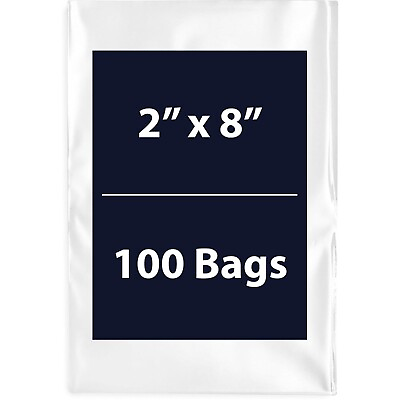 #ad 2quot; X 8quot; 100 Bags 3Mil Flat Open Top Plastic Packaging LDPE Clear Poly Bags $19.43