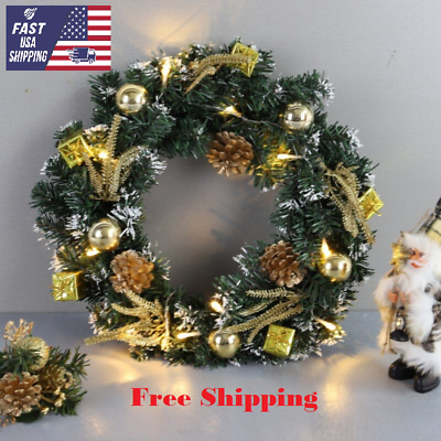 #ad Artificial Pine Cone Snow Christmas Wreath Large White Garland Window Doorations $19.90