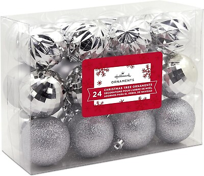 #ad Hallmark Silver Shatterproof Christmas Ball Ornaments Silver Set of 24 $19.99