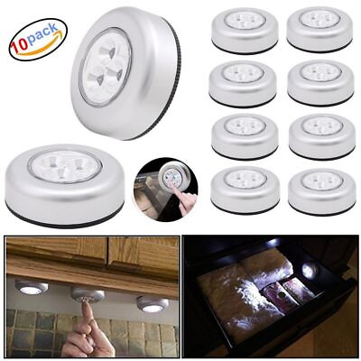 10PCS 3 LED Touch Push On Off Light Self Stick On Click Battery Operated Lights $14.28