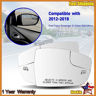 #ad Set of 2 Mirror Glass Heated Exterior View Fits 12 18 Ford Focus Right amp; Left $26.42