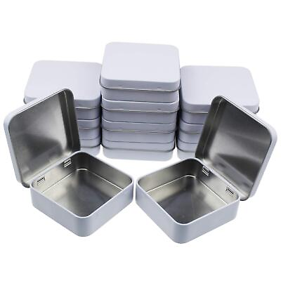 #ad 12 Pieces Square Metal Empty Tins Home Storage Containers Organizer Mini Box ... $26.38