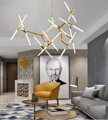 #ad Modern Metal Chandelier G4 Light Glass Tree Branch Pendant Lamp Ceiling Fixtures $239.69