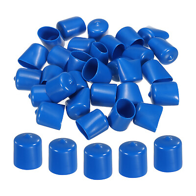 #ad 30pcs Rubber End Caps Cover 22mm Vinyl Screw Thread Protector Round Blue $12.65