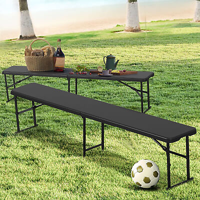 #ad 2 Pack 6ft Folding Bench with Carrying Handle Folding Outdoor Bench for Park $77.00