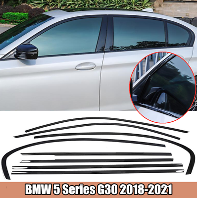 #ad Black Steel For BMW 5 Series G30 18 21 Window Molding Frame Strips Trim Cover B $126.34