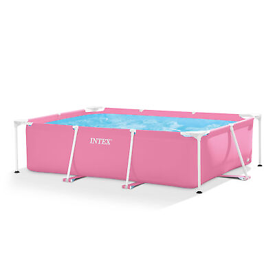 #ad Intex 86quot; x 23quot; Outdoor Rectangular Frame Above Ground Swimming Pool Pink $129.99