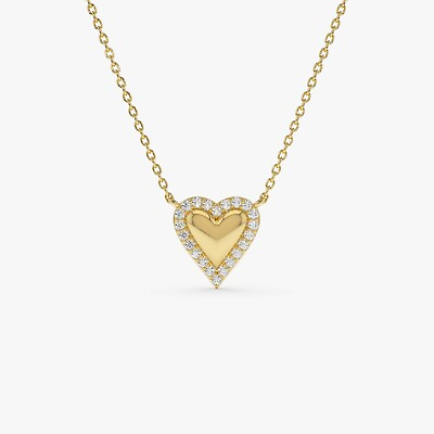 #ad Diamond Heart Pendant 0.12 Cts Diamond Layered Heart Shape Pendant 18kSolid Gold $449.99