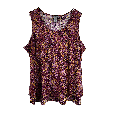 #ad Catherines Womens 2X 22 24W Tank Top Sleeve Casual Plus Pullover Lined Purple $16.98