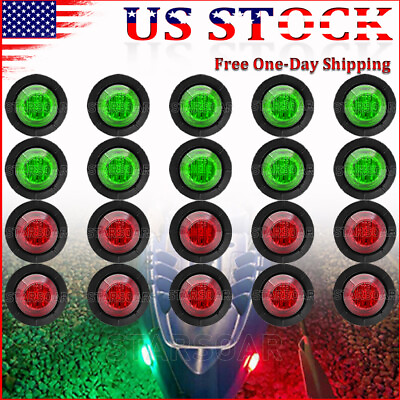 20x Red Green LED Boat Navigation Round Lights Bow and Stern Deck Port Sta $18.95