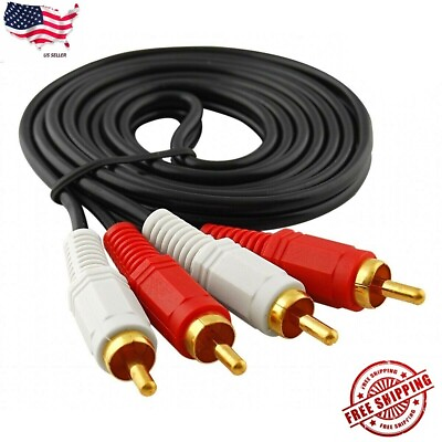 #ad 2 RCA Male to 2 RCA Male cable features gold plated connectors 5 Feet NEW $5.98