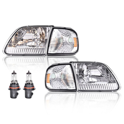 Amber Corner Chrome Headlights Assembly Fit For 1997 2003 Ford F150 Expedition $68.20