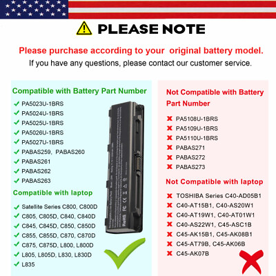 #ad PA5024U 1BRS Battery for Toshiba Satellite C805 C840 L800 L805 PABAS260 PABAS261 $16.99