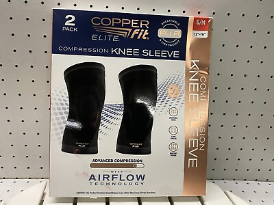 #ad Elite Copper Fit Knee Compression Sleeve Flexible S M 12quot; 16quot; 2 Pack $18.36