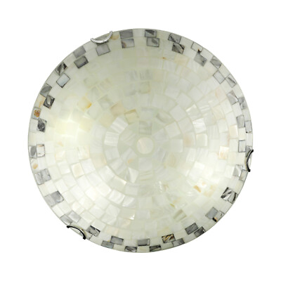 #ad 2 Light Shell Stained Glass Shade Ceiling Light Tiffany Flush Mount Ceiling Lamp $74.90