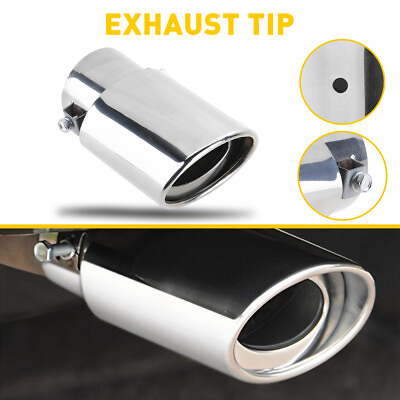 #ad 2.5quot;Inlet 4quot;Outlet Stainless Steel Diagonal Cut Exhaust Muffler Silver Burnt Tip $11.99