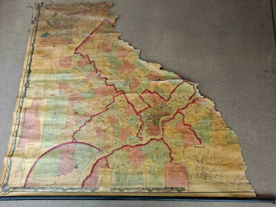 #ad Partial Vintage Wall Map Of Philadelphia area 1860#x27;s Civil War Era S.N. Beers $110.00