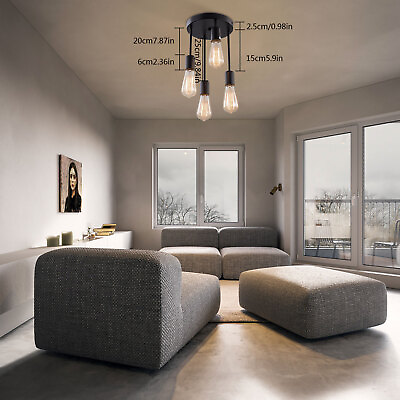 #ad LED Chandelier Light Semi Flush Mount Lamp Crystal Ceiling Fixture Living Room $29.00