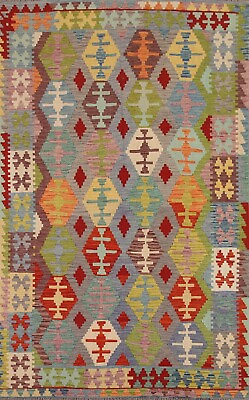 #ad Colorful Geometric Kilim Hand Woven Area Rug 7#x27;x10#x27; Dining Room Reversible Rug $339.00